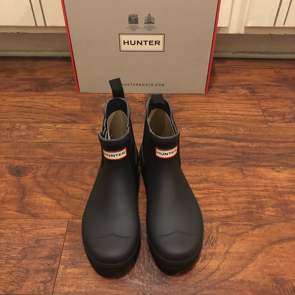 HUNTER black Chelsea ankle boots booties shoes waterproof new in box - Picture 4 of 6